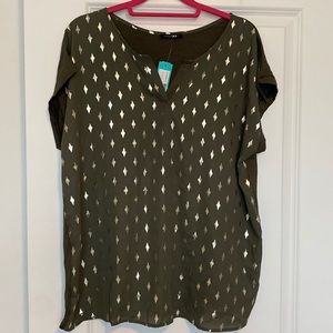 Papermoon Army Green with Gold Pattern Blouse